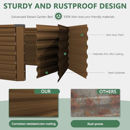 8x4x2ft Raised Garden Bed Outdoor (Brown / 8x4x2 FT-4PC)