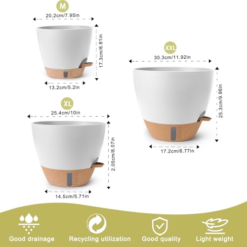 Self Watering Pots for Indoor Plants (White-small)