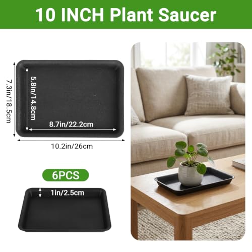 6PCS Black Plant Tray (10 Inch / Black-6 Packs)