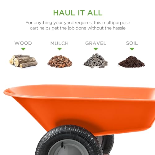 Dual Wheel Home Utility Yard Wheelbarrow Garden Cart w