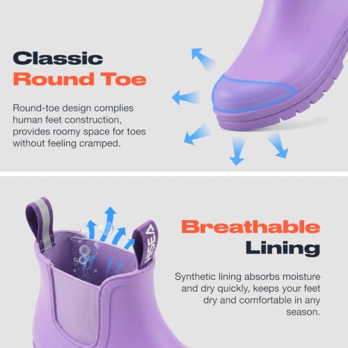 Women's Short Rain Boots Waterproof Ankle Chelsea Boots (7.5 / Lavender Violet)
