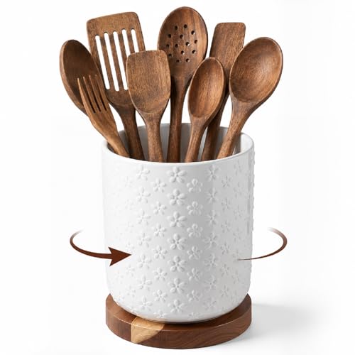 Utensil Holder for Counter (Flower Emboss / 7.2" x 6.3")