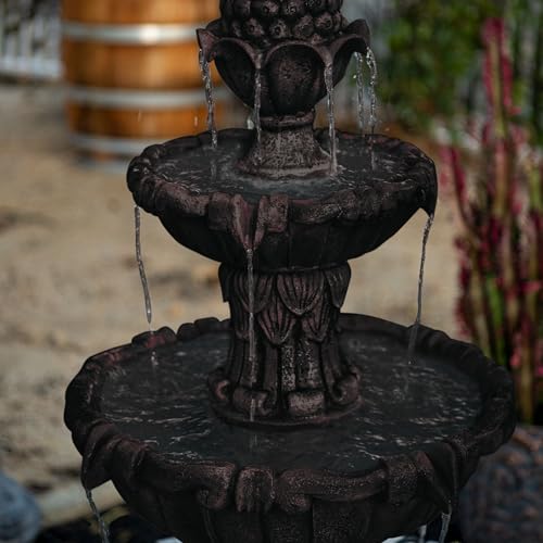 58.3" 3 Tier Outdoor Freestanding Water Fountain (Brown)