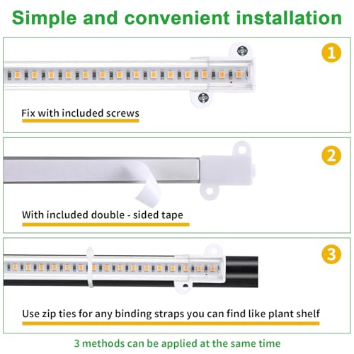 13 Inches LED Grow Light Strips (Black Cabel 3500K / 2 Head 2 Pack)