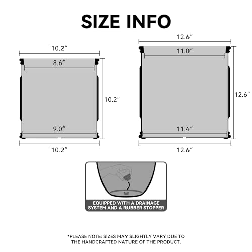 2 Pack 12.6" 10.2" Square Dusty Blue Concrete Planters Home & Outdoor (Antique Gray / 10.2" and 12.6")