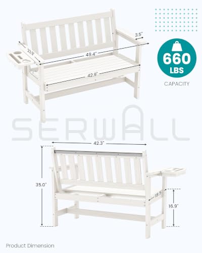 HDPE Outdoor Bench with Foldable Cup Holder