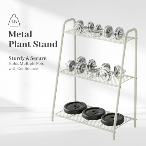 Metal Plant Stand Indoor Outdoor for Multiple Plants (Green)