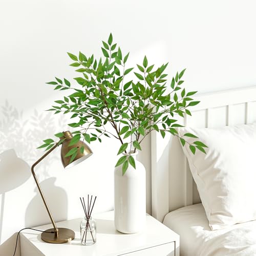 Green Nandian Artificial Plant 2PCS Faux Greenery Stems for Vase (Green Nandian-2pcs)