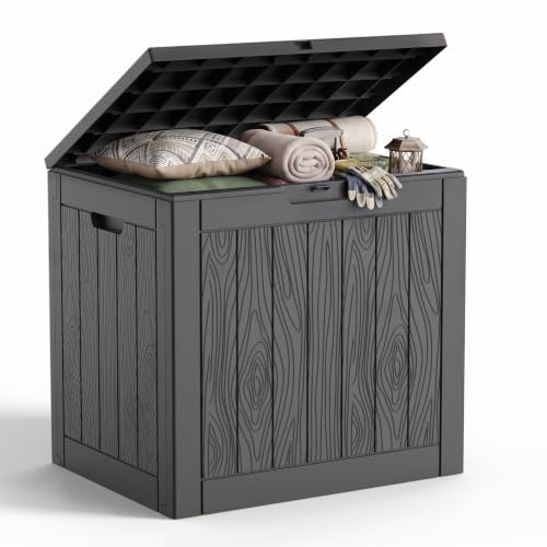 Outdoor Storage Box 38 Gallon Waterproof Resin Deck Boxes (Black / 38 Gallon)