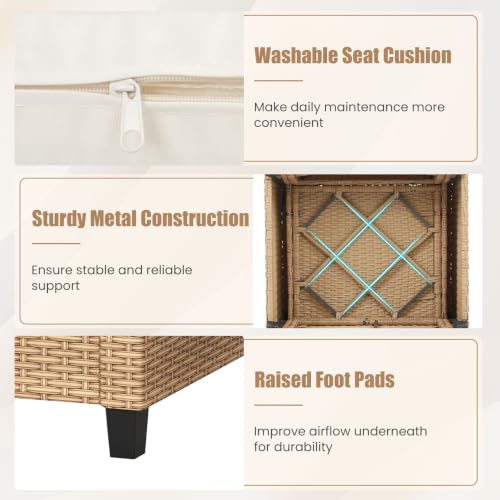 3 Pieces Patio Furniture Set (Light Brown -White)