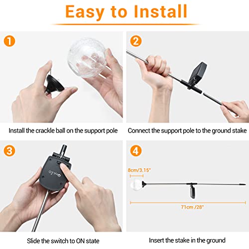 Solar Globe Lights Outdoor 4 Pack LED Garden Stake Lights Waterproof (4 Pack)