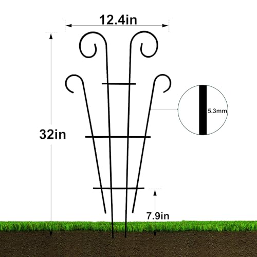 32" Metal Plant Trellis for Climbing Plants Support (4 Count)