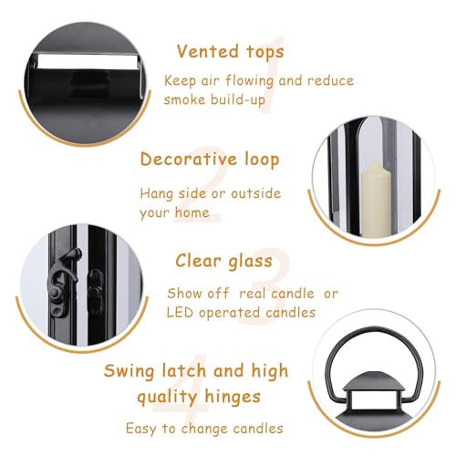 Decorative Outdoor Lantern Candle (Black Lantern Timer / 16 Inch)
