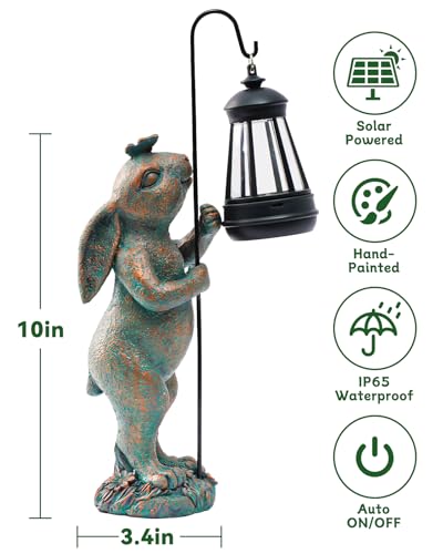 Garden Statues Outdoor Bunny with Solar Lantern (Bunny)