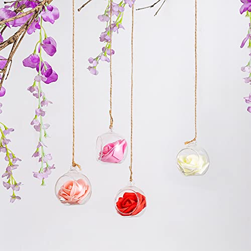 12 Pcs Hanging Tea Light Candle Holders Mini Glass Candle Holder 2.36" Diameter Baubles Globe Garden Ornament (2.36 inches)