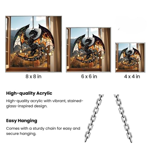 Fantasy Dragon Acrylic Suncatcher Window Hanging Dragon Gift Bookish Home Decor (1-fba-ssl-evg-a208-q / 12")