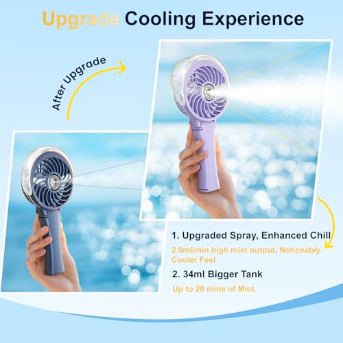 Upgraded Portable Handheld Misting Fan (HF318C / Light Purple)