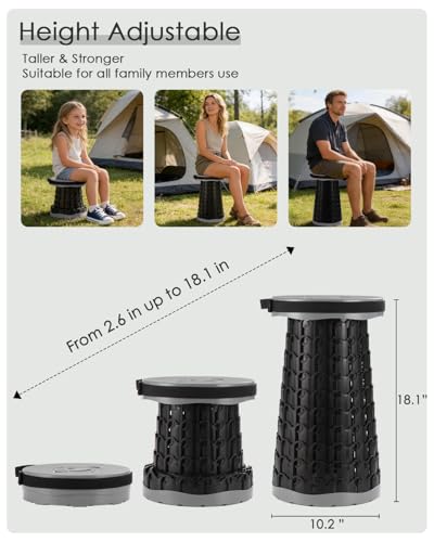 18 in Collapsible Stool with Cushion (Grey)
