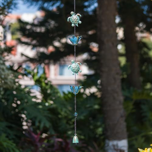 10ft Rain Chain with 16 Cups for Outside Gutters (Green & Blue)