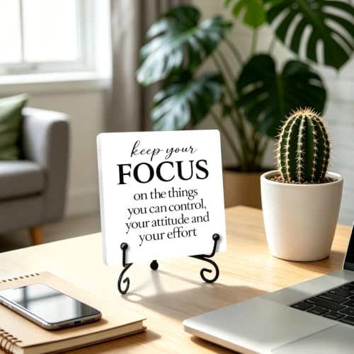 Motivational Quote for Home Office Book Shelf Table Decor 6.3x6.3 Inch 05 (Multicolor 1704 / Wooden sign with iron frame（6.3 x 6.3 inches）)