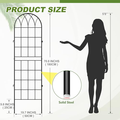 4 Pack Garden Trellis for Climbing Plants (71''H x 20''W/4 Pack / Black)