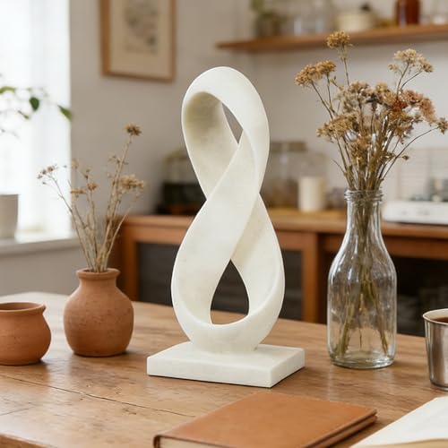 Modern Abstract Statue (Infinity Loop - White)