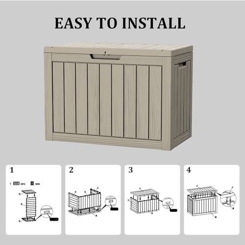 45 Gallon Small Outdoor Storage Deck Box (Grey / 45 Gallon)