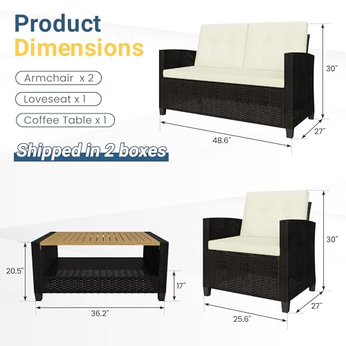4 Piece Patio Furniture Set (Beige / 4)