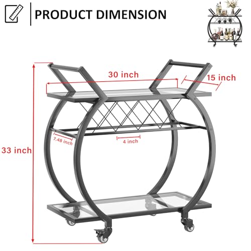 Bar Cart with Glass (Black)