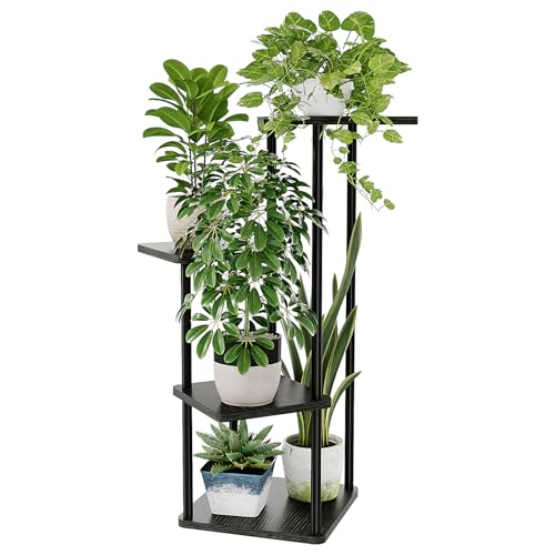 Small Plant Stand Indoor Corner Metal Plant Shelf (Dark Brown / 4 Tier)