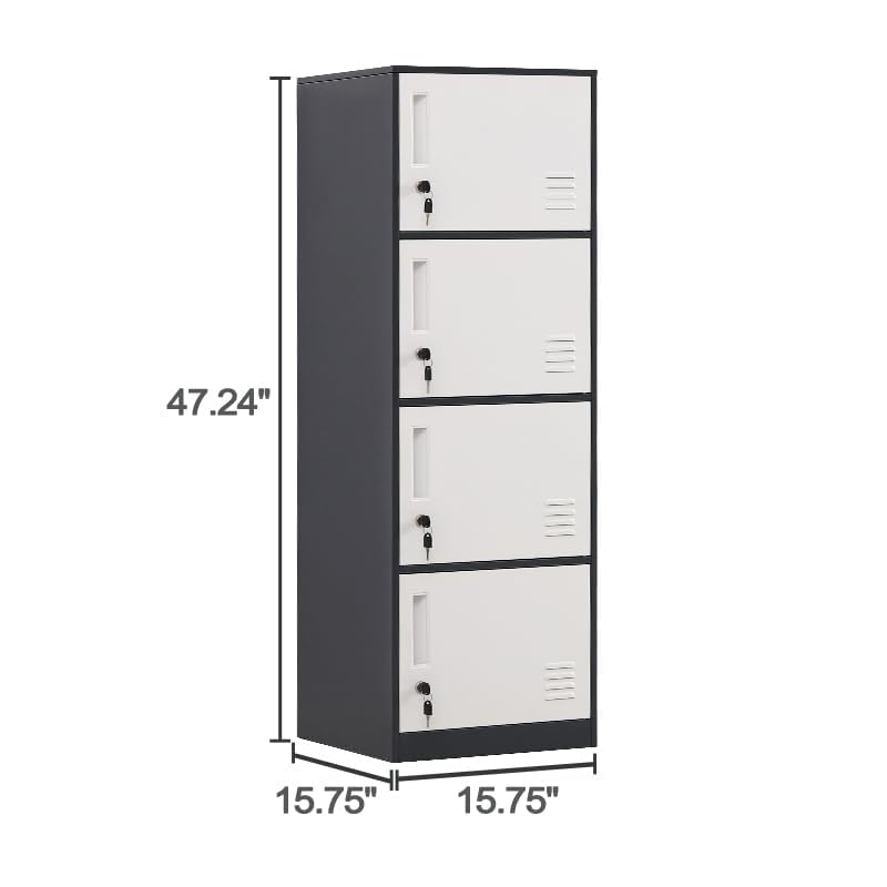 Metal Storage Locker Cabinet for Office (Grey / 4 Doors)