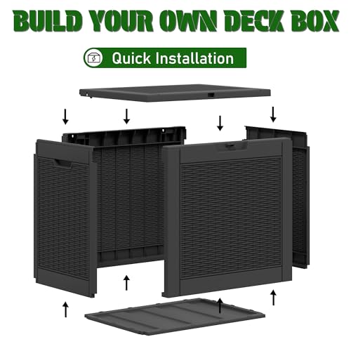 30 Gallon Outdoor Storage Box Waterproof Deck Box for Patio (Black / 30 Gallon)