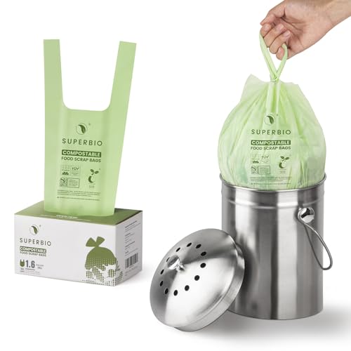 1.6 Gallon Compostable Food Scrap Bags For Counter Top Bin (50 Count)