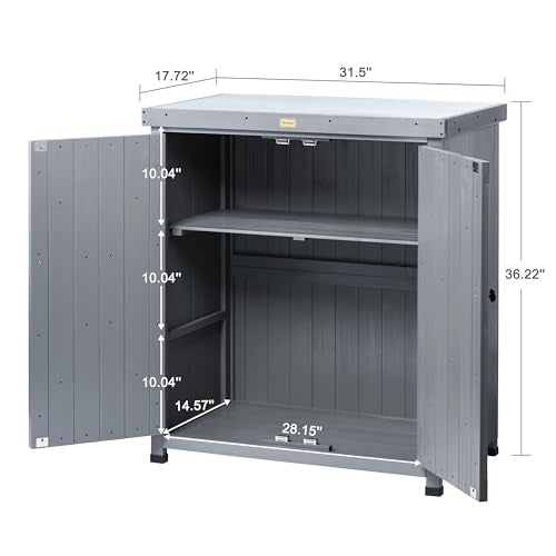 Outdoor Storage Cabinets Weatherproof for Patio (17.7*31.5*36 Inch / Dusty Grey - 2 Door)