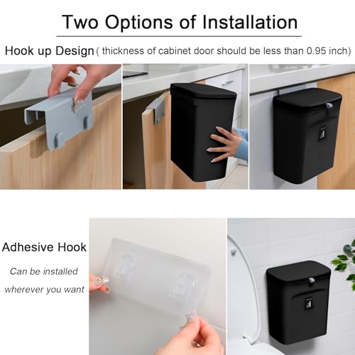 2.4 Gallon Kitchen Compost Bin for Counter Top or Under Sink (Black)