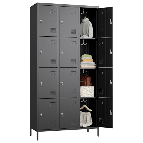 12 Door Metal Locker for Employees (Black / 12 Doors)