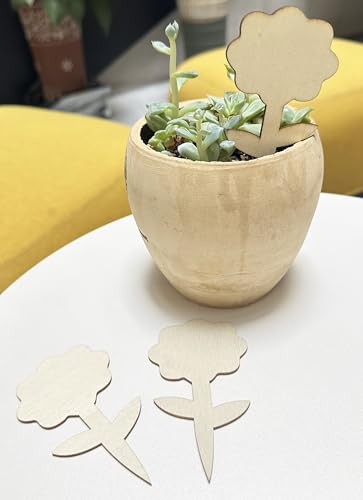 100 Pcs Wood Plant Labels (Flower)