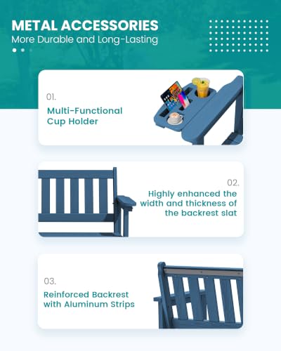 HDPE Outdoor Bench with Foldable Cup Holder (2 Count)