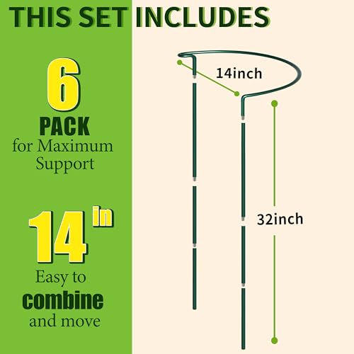6 Pack Garden Plant Support Cages (14"Dx32"H-6PCS)