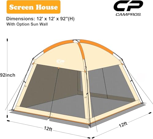 Screen House Tent 12 x 12 Ft Screened Mesh Net Wall Canopy (Beige-1 / 12'x12')