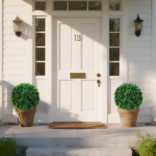 23" Artificial Boxwood Topiary Shrubs Set of 4 with Ground Spike (Boxwood 4pc)