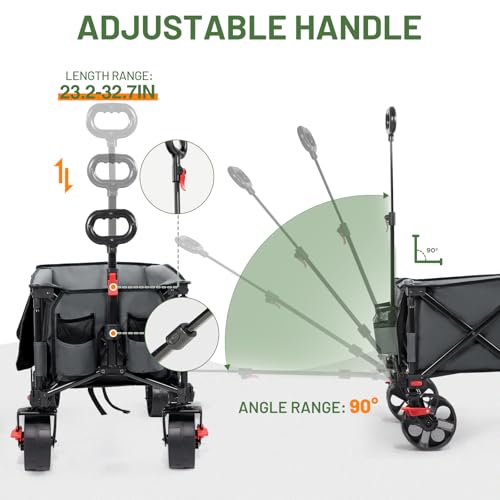 47" L Collapsible Folding Wagon with Tailgate & Brake (Gray / 250L)