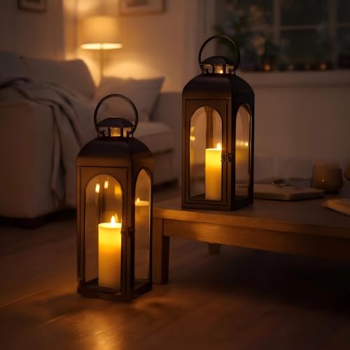16 Inch Outdoor Indoor Lantern (Black / 16 Inch and 16 Inch)