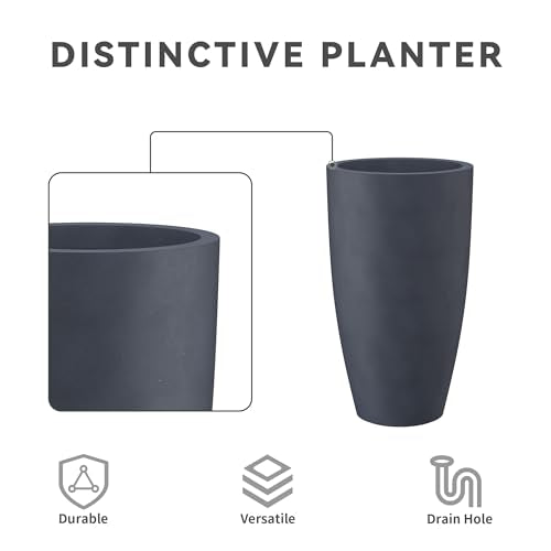 23.6" H Charcoal Concrete Tall Planters Two Pack (Charcoal / 23.6"H Two Pack)