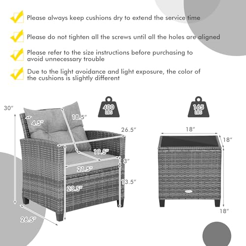 3 Pieces Patio Furniture Set