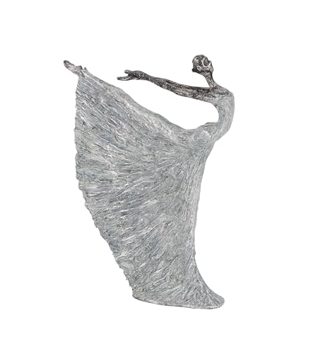 Polystone Dancer Decorative Sculpture Home Decor Statue (Gray / 12" x 3" x 16")