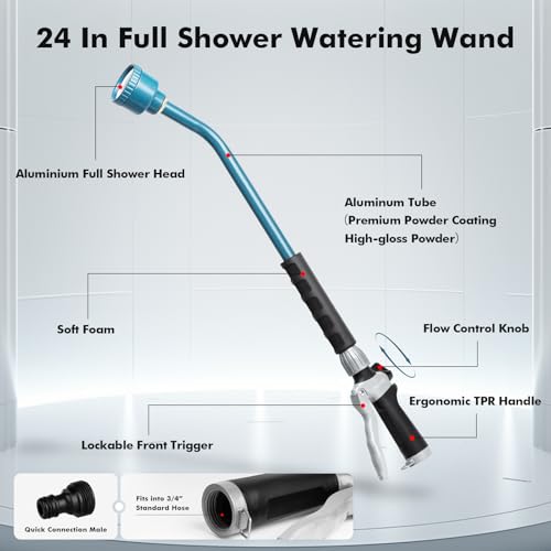 24 Inches Long Watering Wand for Garden Hose (Blue)