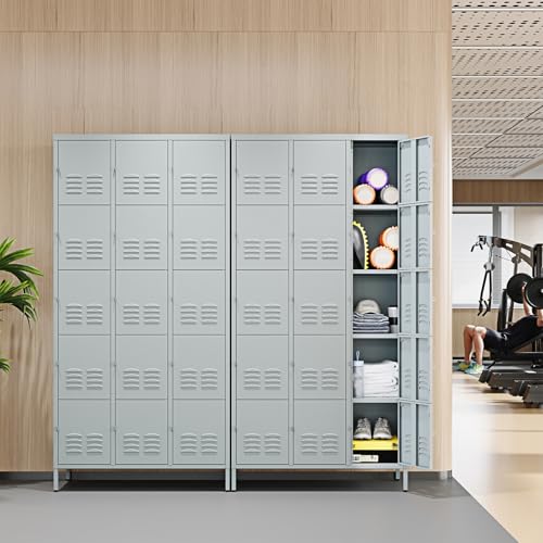 Metal Lockers for Employees (15 Door / Grey)