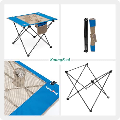 Outdoor Folding Table (Blue 27D x 21W x 20H inche)