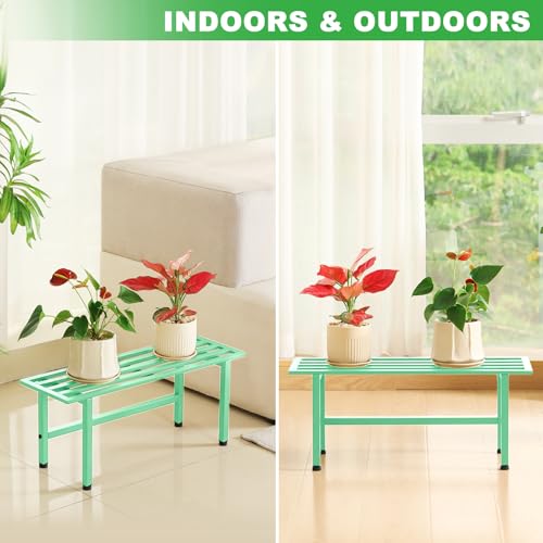 2 Pack Metal Plant Stands Outdoor (1 Tier-Mint Green)